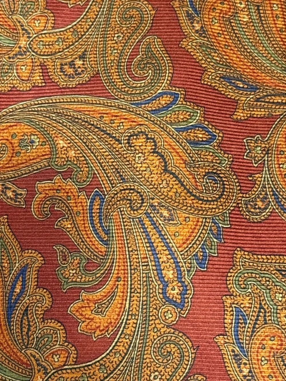 Brooks Brothers Makers Vintage Silk Tie Burgundy Gold Oversized Paisley Italy